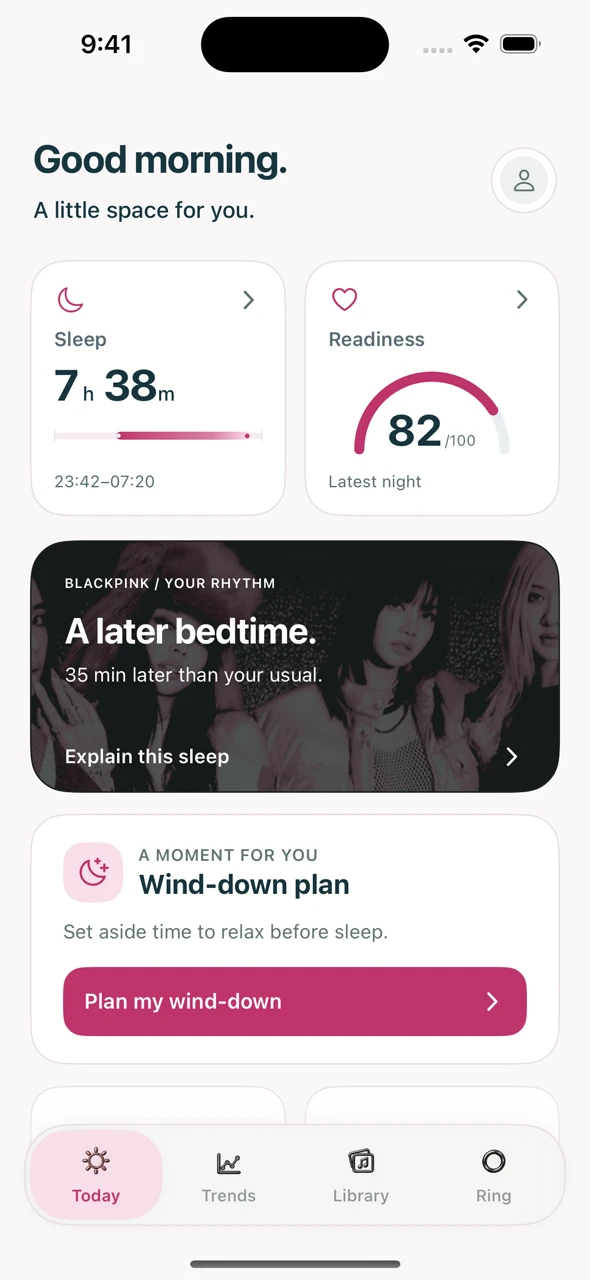 Orivo BLACKPINK app theme, example data