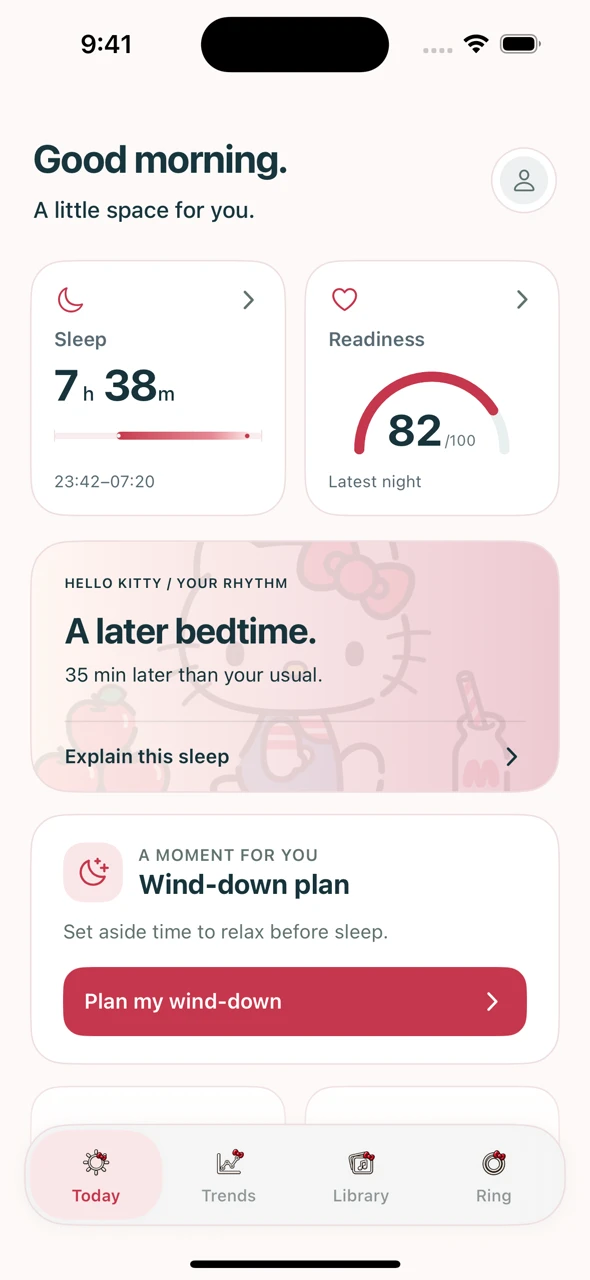 Orivo Hello Kitty app theme, example data